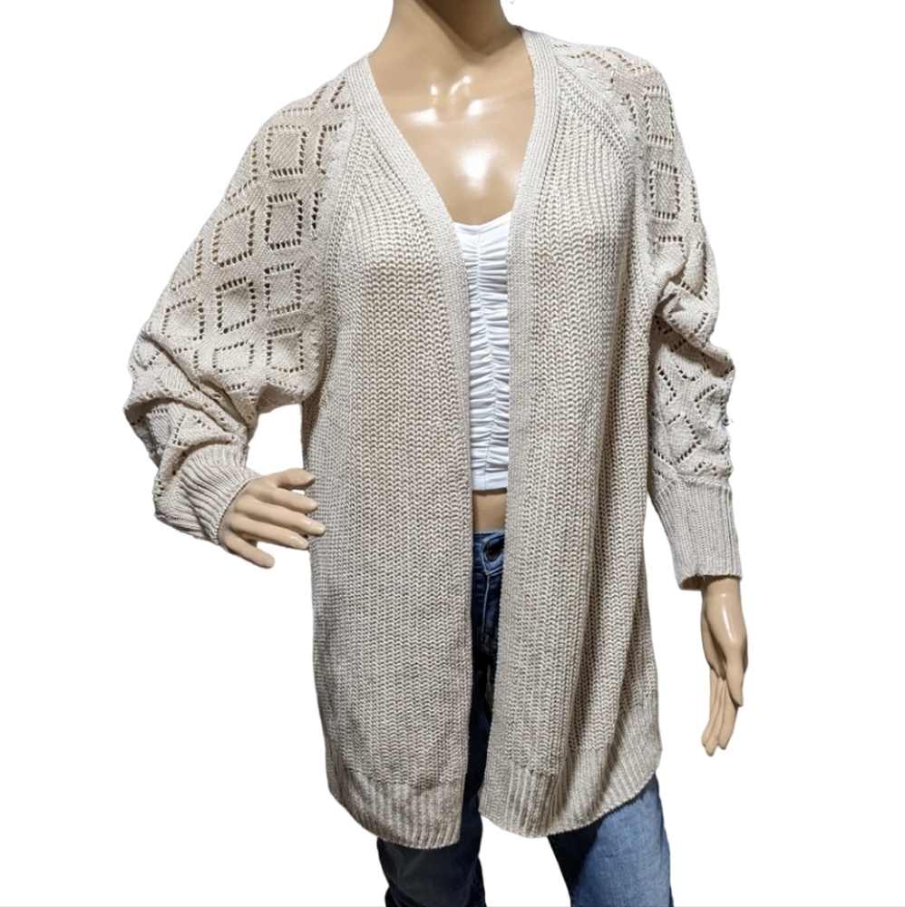 Like New Women's Marled Tan Knitted Cardigan